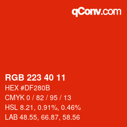 Color code: RGB 223 40 11 | qconv.com