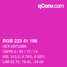 Color code: RGB 223 41 186 | qconv.com