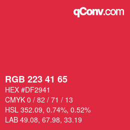 Color code: RGB 223 41 65 | qconv.com
