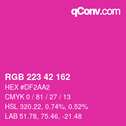 カラーコード: RGB 223 42 162 | qconv.com