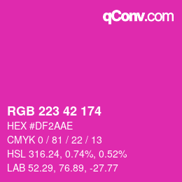 カラーコード: RGB 223 42 174 | qconv.com
