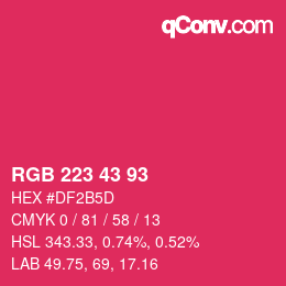 Color code: RGB 223 43 93 | qconv.com