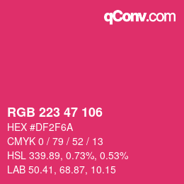 Color code: RGB 223 47 106 | qconv.com