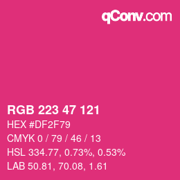 Color code: RGB 223 47 121 | qconv.com
