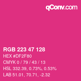 Color code: RGB 223 47 128 | qconv.com