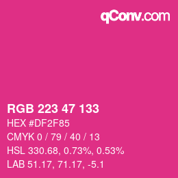 カラーコード: RGB 223 47 133 | qconv.com