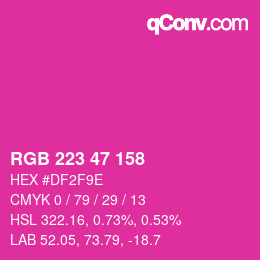 Color code: RGB 223 47 158 | qconv.com