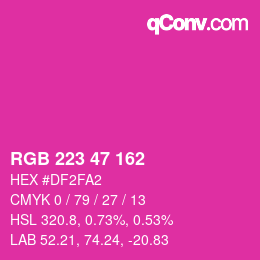Color code: RGB 223 47 162 | qconv.com