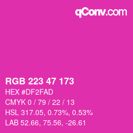 Color code: RGB 223 47 173 | qconv.com