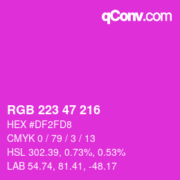 Color code: RGB 223 47 216 | qconv.com