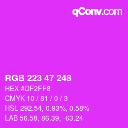 Color code: RGB 223 47 248 | qconv.com