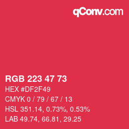 Color code: RGB 223 47 73 | qconv.com