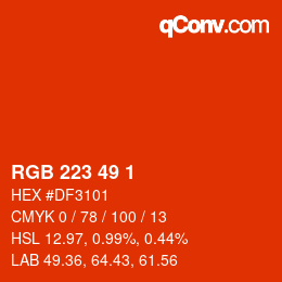 Color code: RGB 223 49 1 | qconv.com