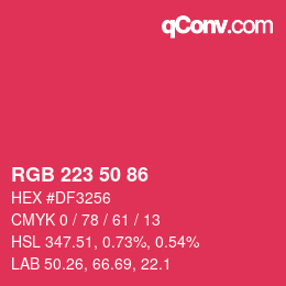Color code: RGB 223 50 86 | qconv.com