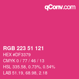カラーコード: RGB 223 51 121 | qconv.com