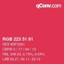 Código de color: RGB 223 51 81 | qconv.com