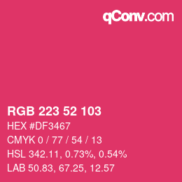 Color code: RGB 223 52 103 | qconv.com