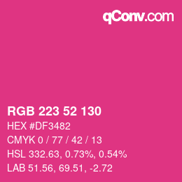 Color code: RGB 223 52 130 | qconv.com