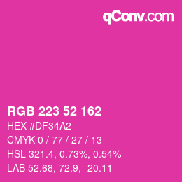 Color code: RGB 223 52 162 | qconv.com