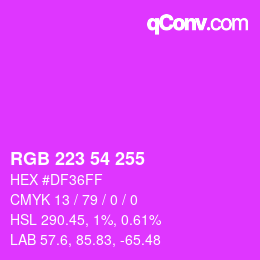 Color code: RGB 223 54 255 | qconv.com