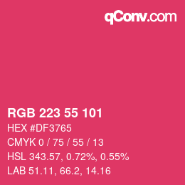 Color code: RGB 223 55 101 | qconv.com