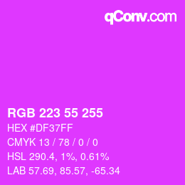 Color code: RGB 223 55 255 | qconv.com