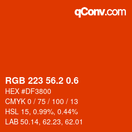 カラーコード: RGB 223 56.2 0.6 | qconv.com