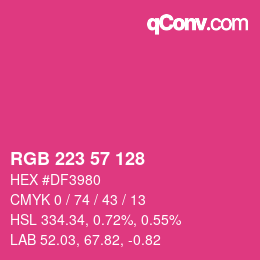 Color code: RGB 223 57 128 | qconv.com