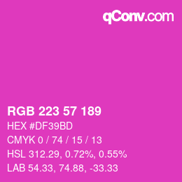 カラーコード: RGB 223 57 189 | qconv.com
