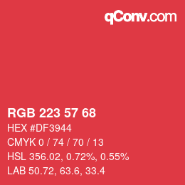 Color code: RGB 223 57 68 | qconv.com