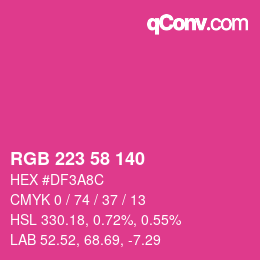 颜色代码: RGB 223 58 140 | qconv.com