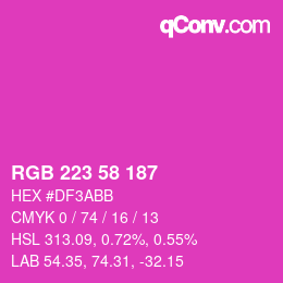 Color code: RGB 223 58 187 | qconv.com