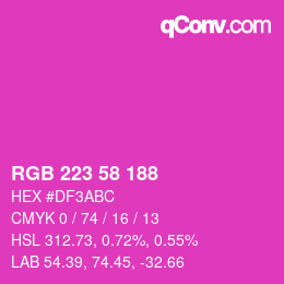 Color code: RGB 223 58 188 | qconv.com