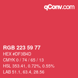 颜色代码: RGB 223 59 77 | qconv.com