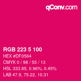 カラーコード: RGB 223 5 100 | qconv.com