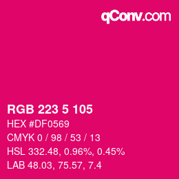 Color code: RGB 223 5 105 | qconv.com