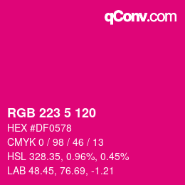 カラーコード: RGB 223 5 120 | qconv.com