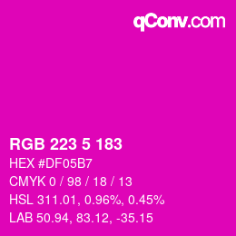 Color code: RGB 223 5 183 | qconv.com