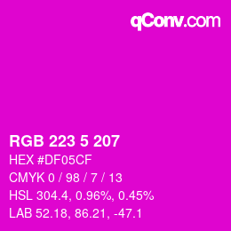 Color code: RGB 223 5 207 | qconv.com