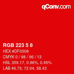 Farbcode: RGB 223 5 8 | qconv.com
