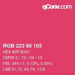 カラーコード: RGB 223 60 103 | qconv.com