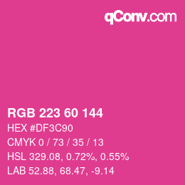 カラーコード: RGB 223 60 144 | qconv.com