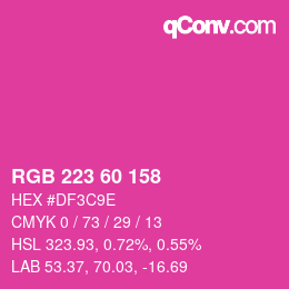 カラーコード: RGB 223 60 158 | qconv.com