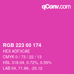 カラーコード: RGB 223 60 174 | qconv.com