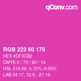 カラーコード: RGB 223 60 178 | qconv.com