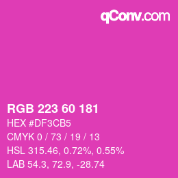 カラーコード: RGB 223 60 181 | qconv.com