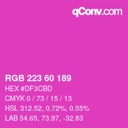 カラーコード: RGB 223 60 189 | qconv.com