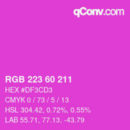 カラーコード: RGB 223 60 211 | qconv.com