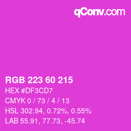 カラーコード: RGB 223 60 215 | qconv.com