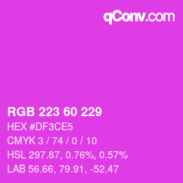 カラーコード: RGB 223 60 229 | qconv.com
